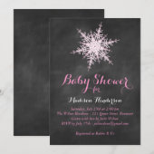 Schneeflocken-Babydusche Einladung - Rosa (Vorne/Hinten)