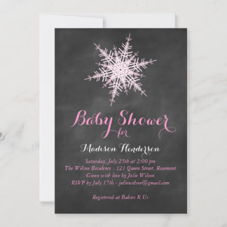 Schneeflocken-Babydusche Einladung - Rosa