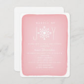 Schneeflocken-Babydusche - rosa Einladung (Vorne/Hinten)