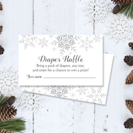Schneeflocken Babydusche Windeln Raffle Ticket Begleitkarte