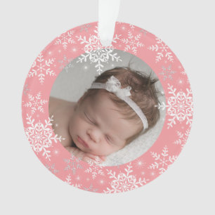 Schneeflocken Baby's erstes Weihnachten Rosa Glitt Ornament