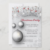 Schneeflocken, Bälle, Baum Firmenweihnachtsfest Pa Einladung (Vorderseite)