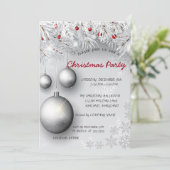 Schneeflocken, Bälle, Baum Firmenweihnachtsfest Pa Einladung (Stehend Vorderseite)