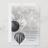 Schneeflocken, Balls Silber Weihnachtsunternehmen Einladung (Vorderseite)