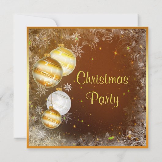 Schneeflocken & Baubles Weihnachts-Party Einladung (Vorderseite)