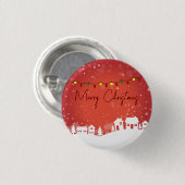 Schneeflocken bedeckten die Weihnachtshäuser Button (Vorne & Hinten)