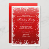 Schneeflocken bei Red Corporate Holiday Party Einladung (Vorne/Hinten)