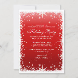 Schneeflocken bei Red Corporate Holiday Party Einladung