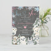 Schneeflocken bei Tieren im Kopfbrett Einladung (Stehend Vorderseite)