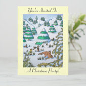 Schneeflocken bei Weihnachten Einladung (Stehend Vorderseite)