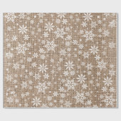 Schneeflocken - Beige Jute Textur Geschenkpapier (Flach)