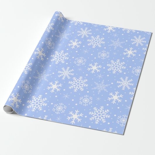Schneeflocken Blau Geschenkpapier (Ungerollt)