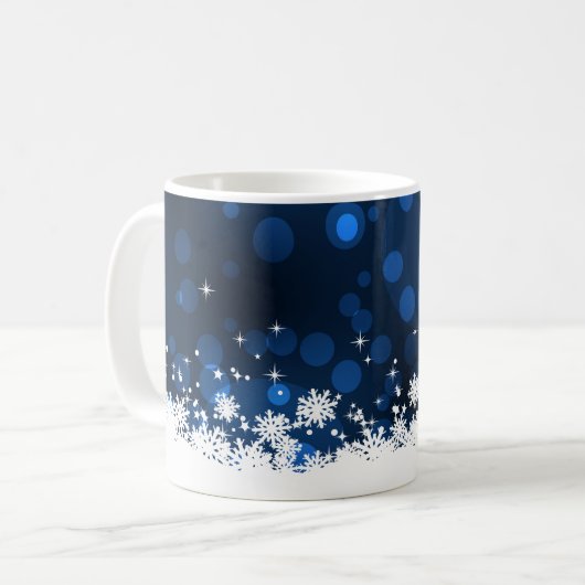 Schneeflocken - Blau Kaffeetasse (Vorderseite Links)