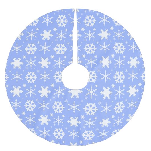 Schneeflocken Blau Polyester Weihnachtsbaumdecke (Vorderseite)