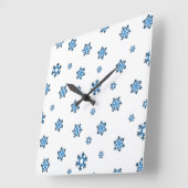 Schneeflocken (blau und schwarz) quadratische wanduhr (Winkel)
