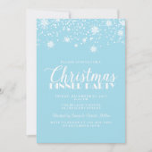 Schneeflocken Blau und Weißes Weihnachtsabend Part Einladung (Vorderseite)