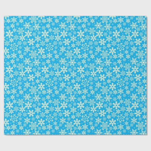 Schneeflocken Blau-Weiß, elegante Schneeflocken Geschenkpapier (Flach)