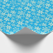 Schneeflocken Blau-Weiß, elegante Schneeflocken Geschenkpapier (Ecke)