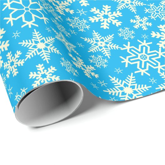 Schneeflocken Blau-Weiß, elegante Schneeflocken Geschenkpapier (Rolleneckpunkt)