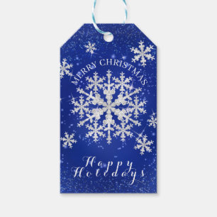 Schneeflocken Blau Weiß Geschenkanhänger