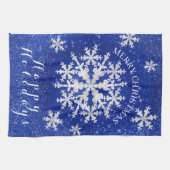 Schneeflocken Blau Weiß Geschirrtuch (Horizontal)