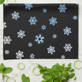 Schneeflocken (blau & weiß) geschirrtuch (Gefaltet)