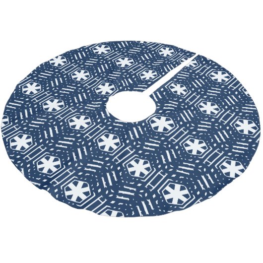 Schneeflocken, blau-weiß-Muster Weihnachten Polyester Weihnachtsbaumdecke (Schrägansicht)