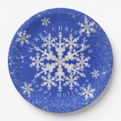 Schneeflocken Blau Weiß Pappteller (Vorderseite)