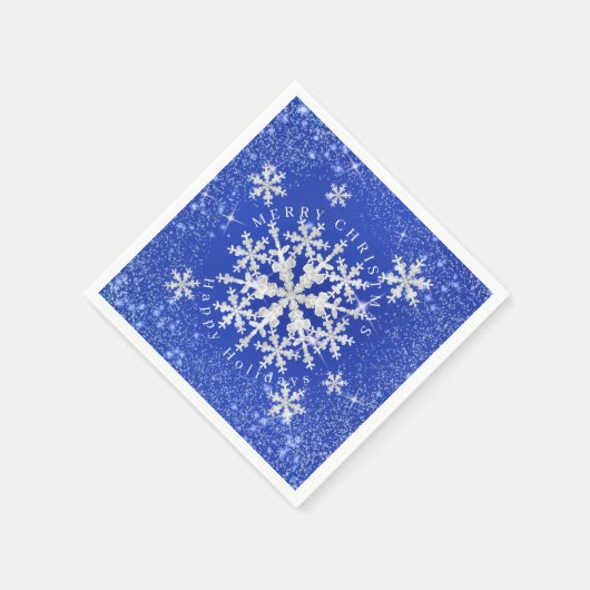 Schneeflocken Blau Weiß Serviette (Ecke)