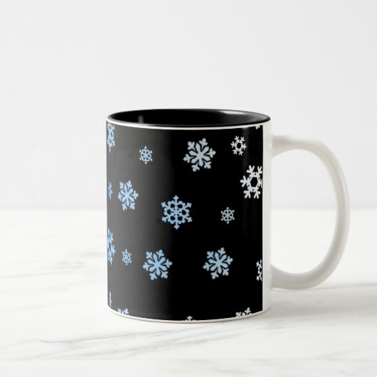 Schneeflocken (blau & weiß) zweifarbige tasse (Rechts)