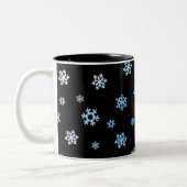 Schneeflocken (blau & weiß) zweifarbige tasse (Links)