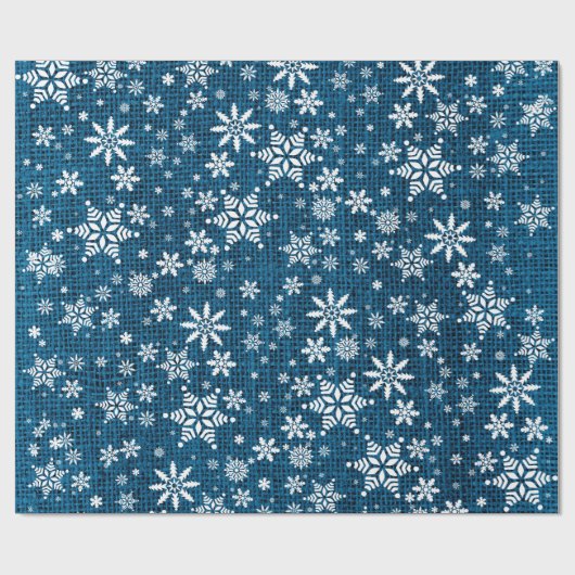 Schneeflocken - Blaue Burlap-Textur Geschenkpapier (Flach)