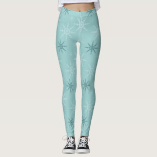 Schneeflocken, blaue, kalte Wintersportarten Leggings