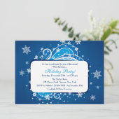 Schneeflocken Blaue Party Einladung (Stehend Vorderseite)