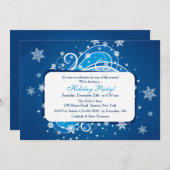 Schneeflocken Blaue Party Einladung (Vorne/Hinten)