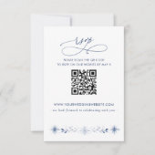 Schneeflocken Blaue Winterhochzeit QR CODE RSVP Karte (Vorderseite)