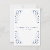 Schneeflocken Blaue Winterhochzeit QR CODE RSVP Karte (Rückseite)