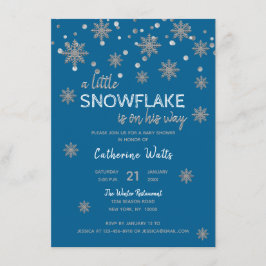 Schneeflocken Blauer Silbergraue BABY-SHOWER| JA Einladung