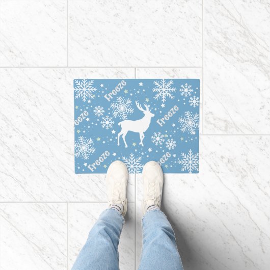 Schneeflocken blauer Weihnachten Fußmatte (Indoor)
