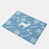 Schneeflocken blauer Weihnachten Fußmatte (Schrägansicht)