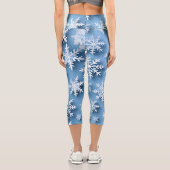 Schneeflocken Blauer Winter Capri Leggings (Rückseite)