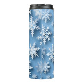 Schneeflocken Blauer Winter Thermosbecher (Rückseite)