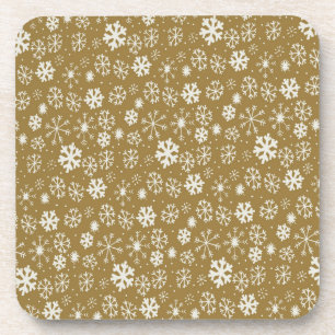 Schneeflocken-Blizzard mit goldenem Hintergrund Getränkeuntersetzer