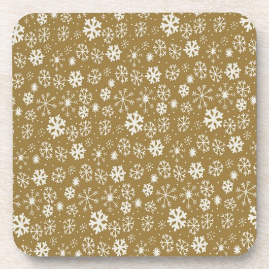 Schneeflocken-Blizzard mit goldenem Hintergrund Getränkeuntersetzer (Vorderseite)
