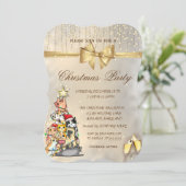 Schneeflocken, Bow, Pine Tree Katzen Weihnachtsfes Einladung (Stehend Vorderseite)