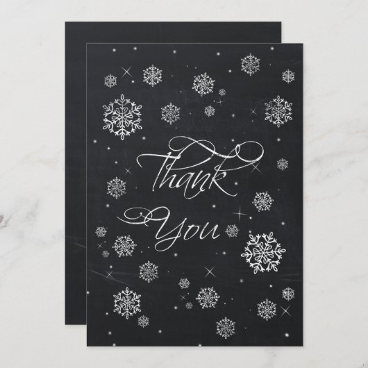 Schneeflocken-Brautparty für Skihaftfliegen Danke Einladung (Vorne/Hinten)