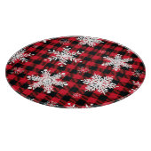 Schneeflocken & Buffalo Kariert: Wintergarten Schneidebrett (Ecke)