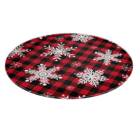 Schneeflocken & Buffalo Kariert: Wintergarten Schneidebrett (Ecke)