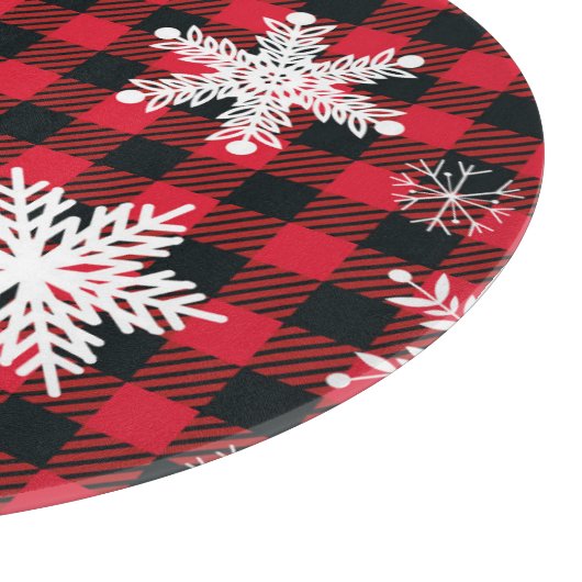 Schneeflocken & Buffalo Kariert: Wintergarten Schneidebrett (Ecke)