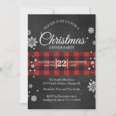 Schneeflocken & Buffalo Kariertes Weihnachtsfest P Einladung (Vorderseite)